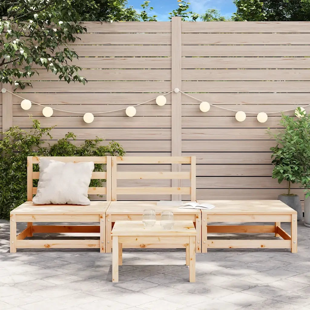 Divano Giardino Senza Braccioli con Poggiapiedi-Sofa da Giardino-Divanetto da esterno Massello Pino 285516