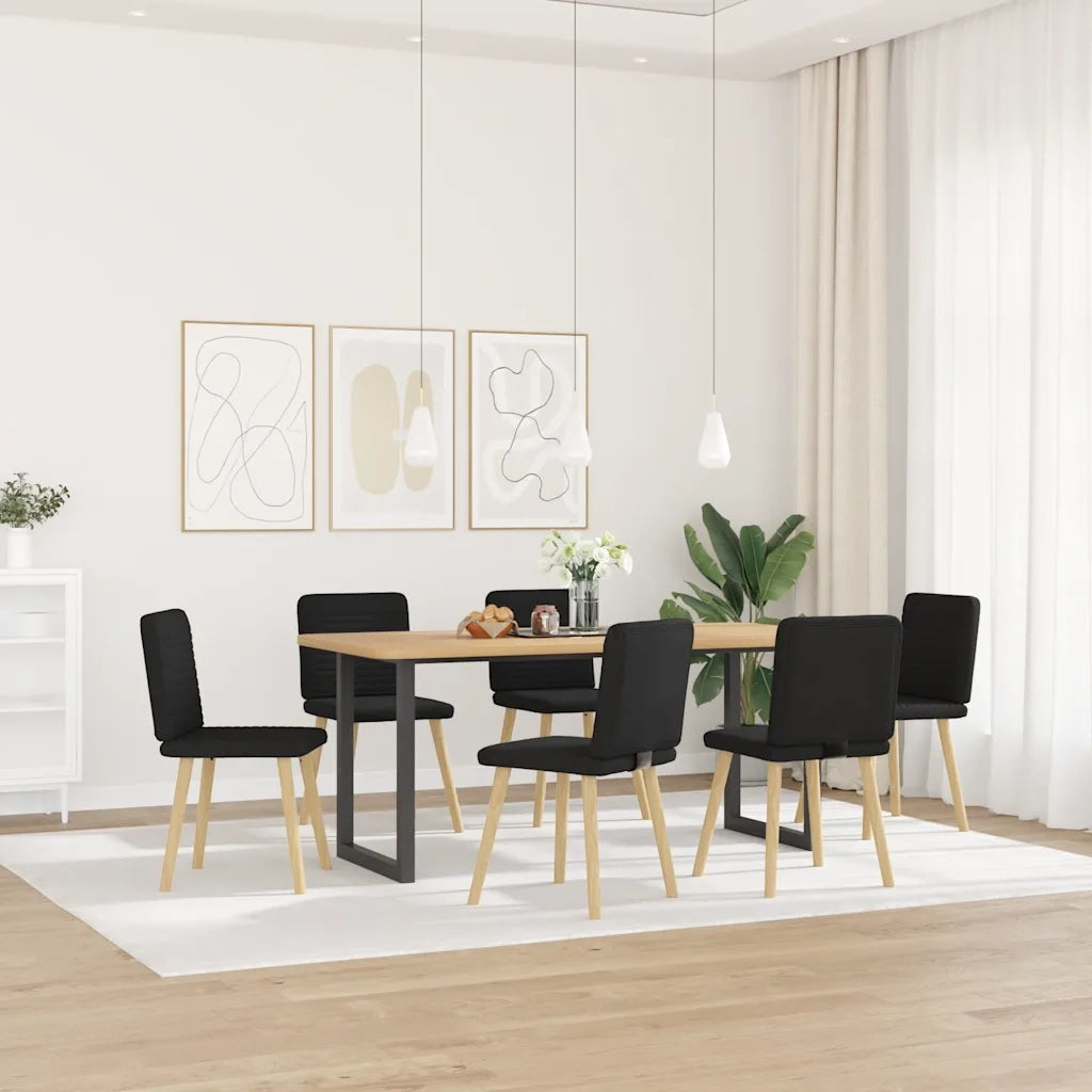 Sedie da Pranzo 6 pz | Sedie da cucina Nere in Tessuto