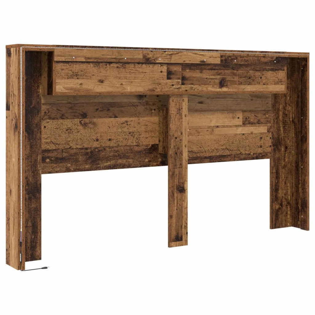 Testata con Mobile e LED Legno vecchio 180 x 16,5 x 103,5 cm