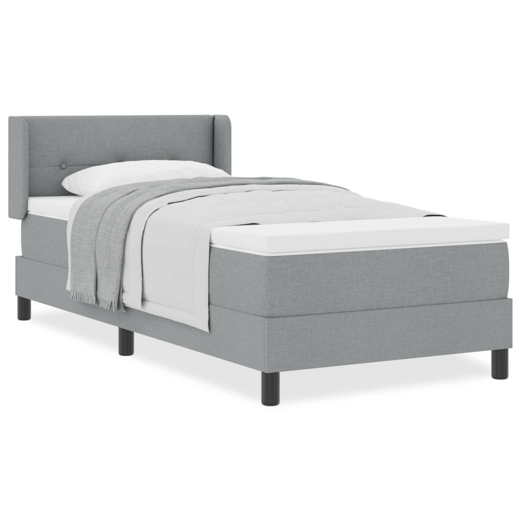 Letto con Box Spring  e Materasso Grigio Chiaro 100x200 cm Tessuto