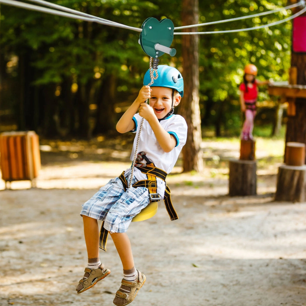 Kit Tirolina per Bambini ¨C Zephmum ¨C Verde, Corda Regolabile, 6-10 Anni
