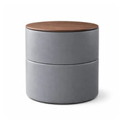 Tavolino da notte rotondo stile design collezione THOMAS color grigio e legno