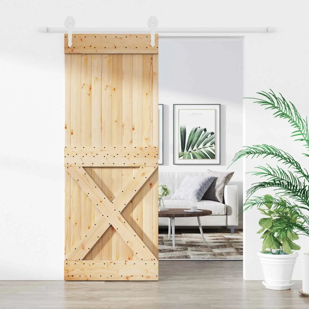 Porta scorrevole Naturale e Bianco 80 x 210 cm