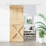 Porta scorrevole Naturale e Bianco 80 x 210 cm