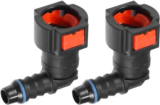 Set di connettori di carburante a 90 gradi - connettore rapido a vite - plastico - set da 2 - 3/8" 9,49 mm - 5/16" 8 mm - connettore di tubo