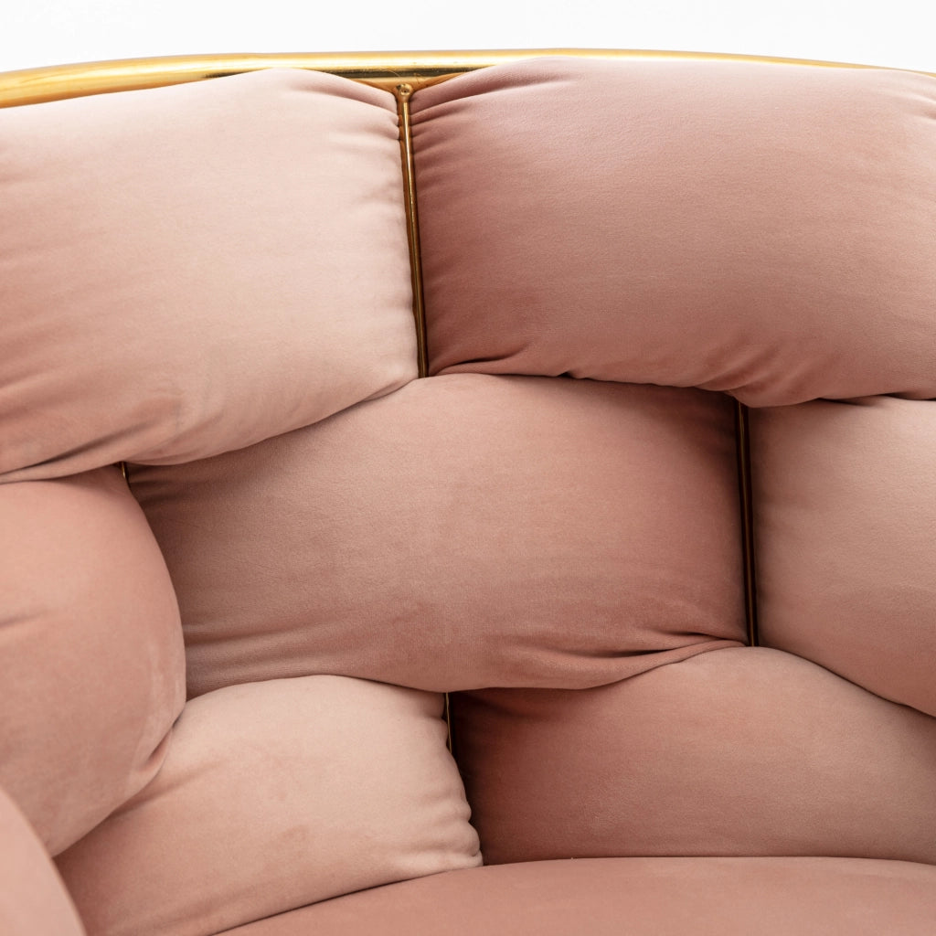 POLTRONA moderna in velluto rosa con struttura in metallo