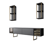 Porta TV in legno "Gold Line" - 180 x 30 x 48 cm - Nero antracite