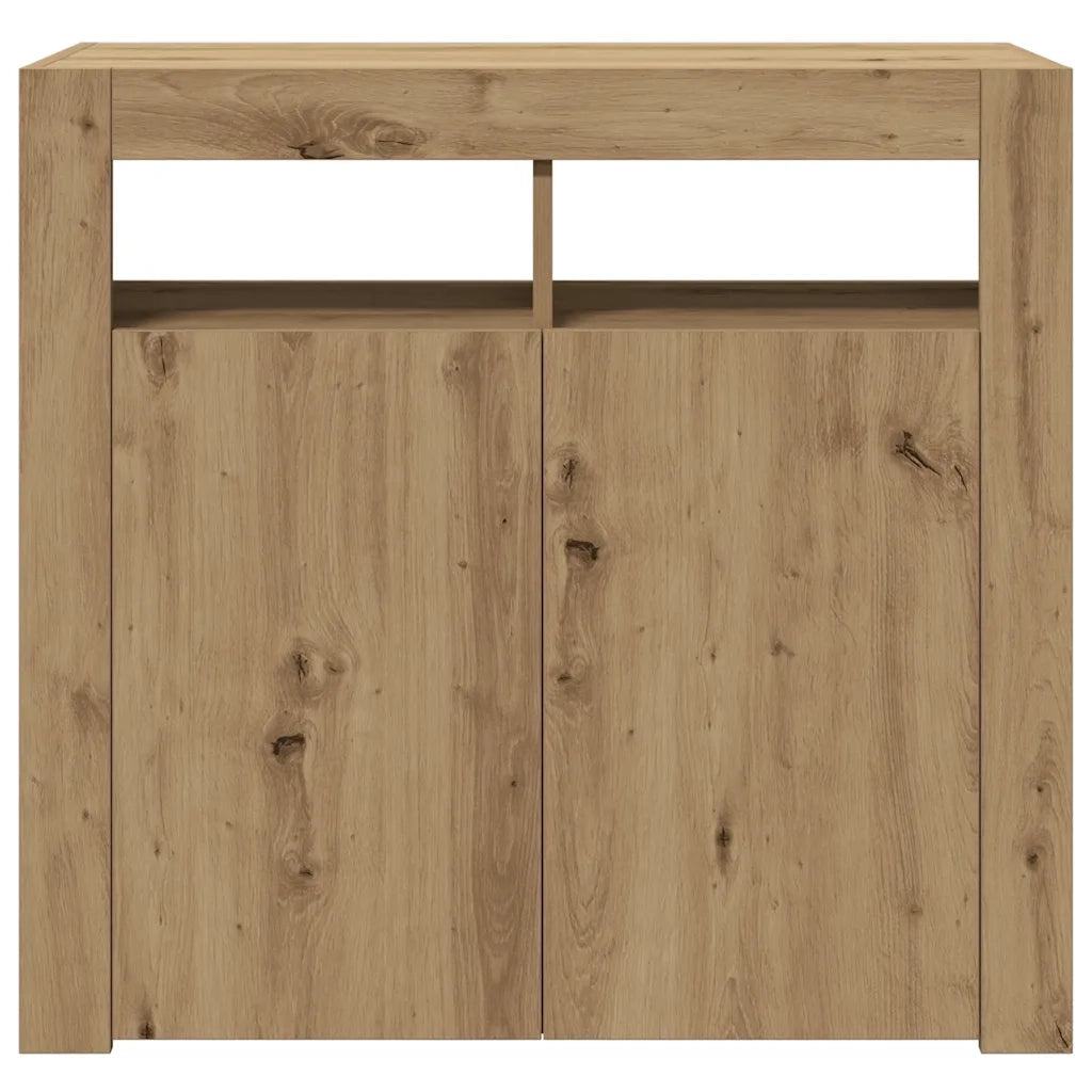 Credenza con Luci LED-Buffet-Armadio da cucina Artigianale 80x35x75 cm in Truciolato