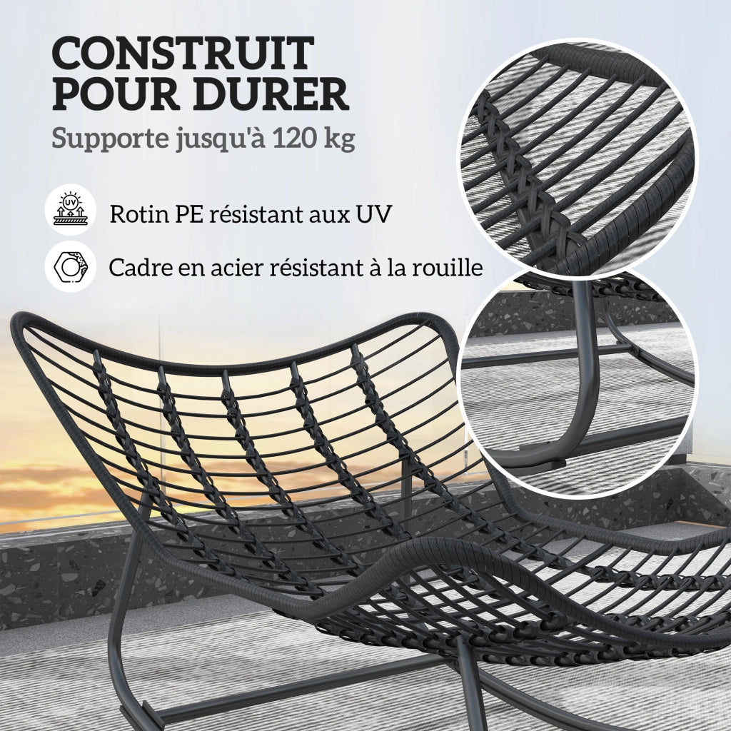 Poltrona dondolo a uovo per giardino con cuscino ¨C zephmum ¨C grigio 98x111x74 cm