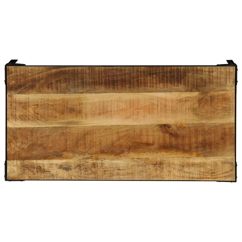 Tavolino da CaffÃ¨ in Legno Massello di Mango e Acciaio 110 cm cod mxl 16229