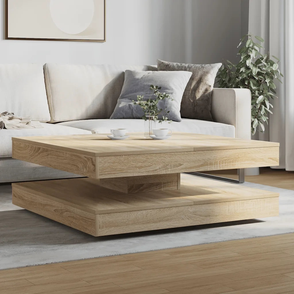 vidaXL Tavolino da Caffè Girevole a 360 Gradi Sonoma 90x90x34,5 cm