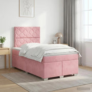 Letto box spring con materasso Rosa 120 x 200 cm Velluto 3453631