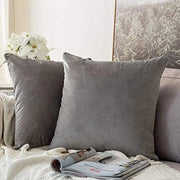 Set da 2 cuscini in flanella decorativi, cuscini di design, cuscini per divano, cuscini per schiena 45x45 cm, grigio