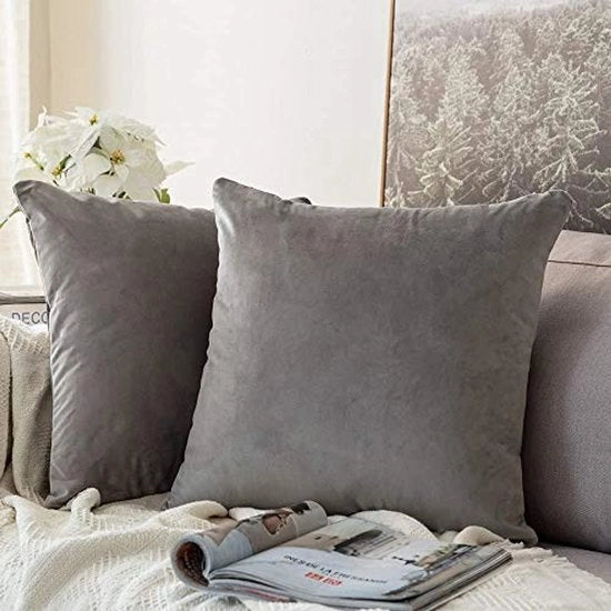 Set da 2 cuscini in flanella decorativi, cuscini di design, cuscini per divano, cuscini per schiena 45x45 cm, grigio