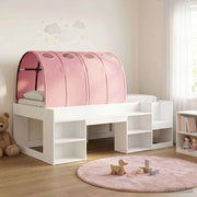 Letto con Tunnel 3 pz Bianco e Rosa Legno ingegnerizzato 3423608
