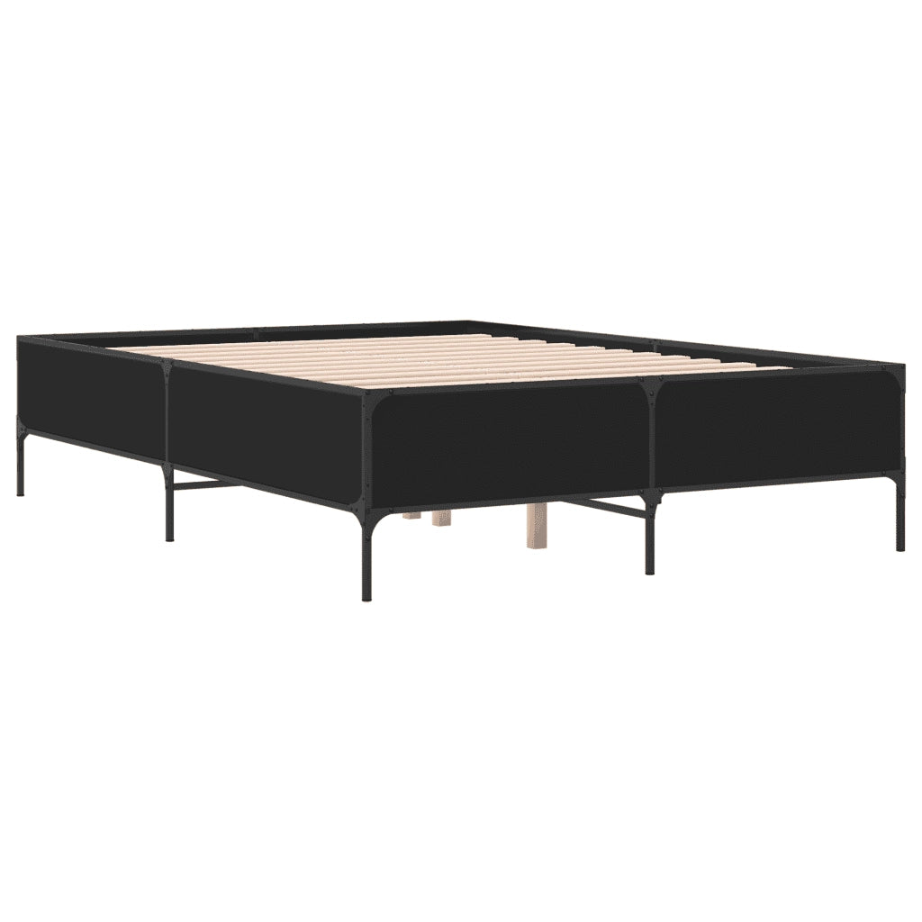 Giroletto Nero 150x200 cm in Legno Multistrato e Metallo 3279792