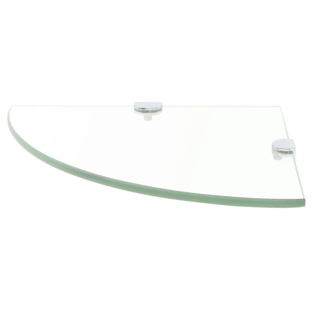 Mensola angolare per mobile + staffe cromate vetro trasparente 25 x 25 cm 2702217/3