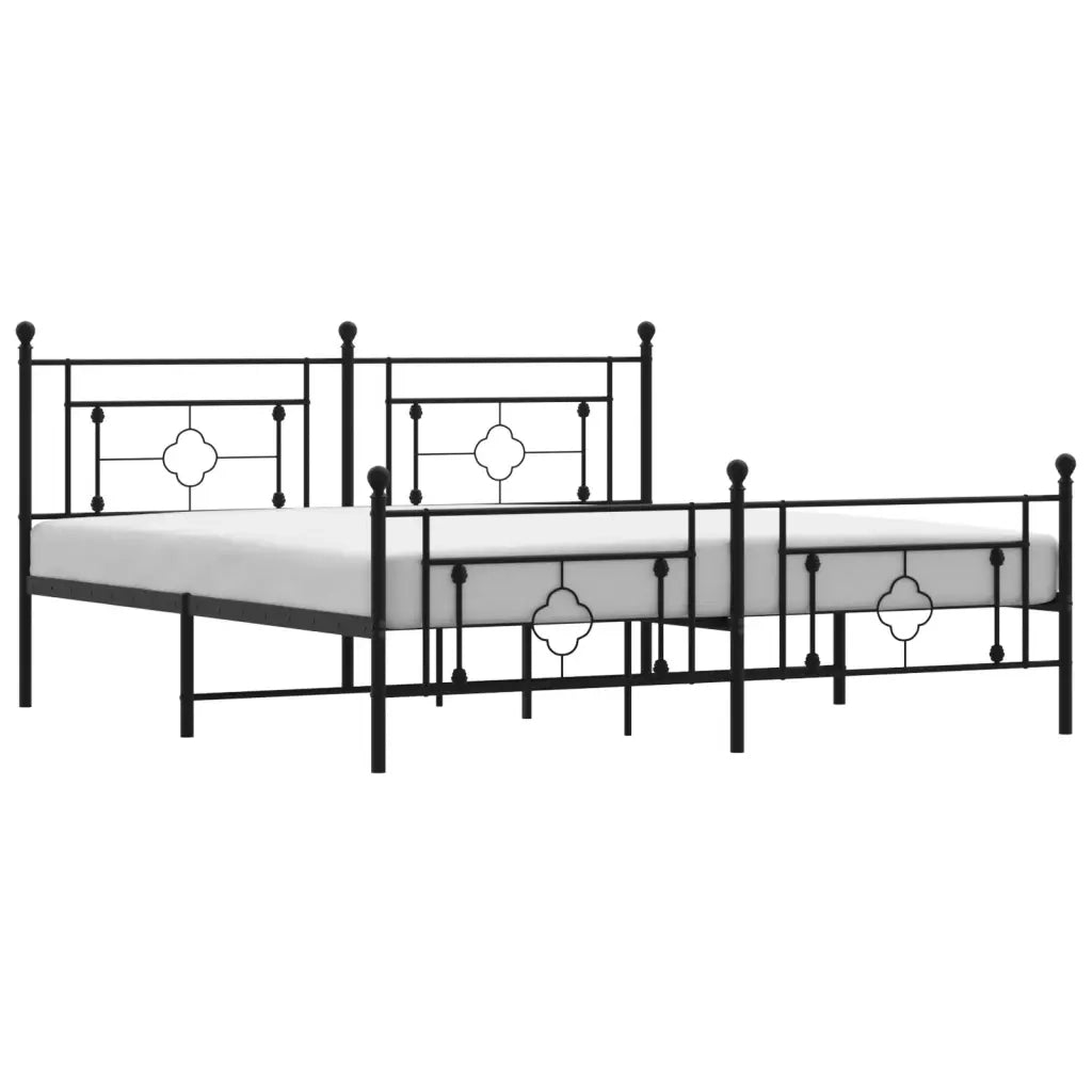 Giroletto con Testiera e Pediera-Struttura Letto Metallo Nero 183x213 cm 612512