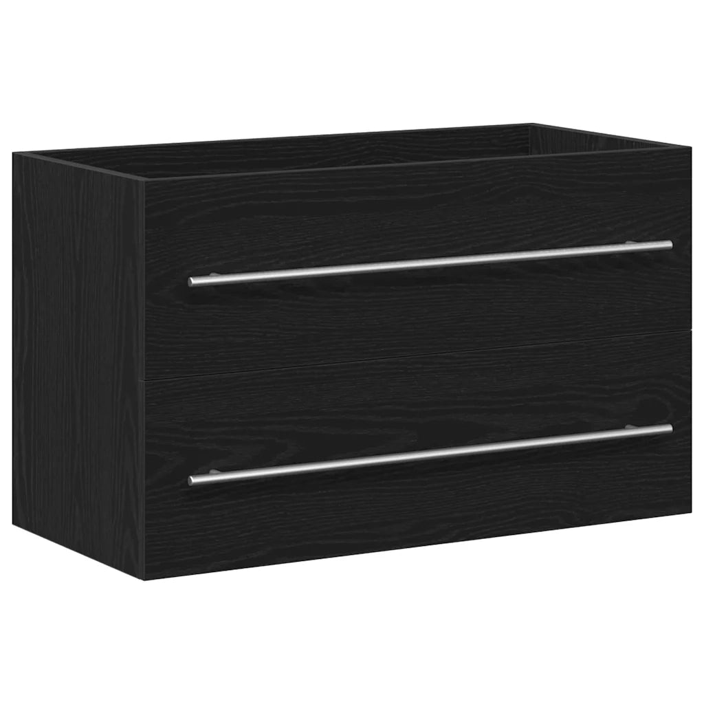 vidaXL Mobile Lavabo da Bagno Rovere Nero 80x38,5x48 cm in Truciolato