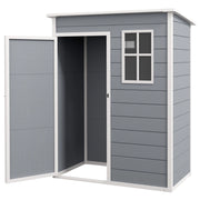 Casetta da Giardino Porta Attrezzi 151x92x193/184 cm con Porta Bloccabile Finestra e Presa d'Aria Grigio