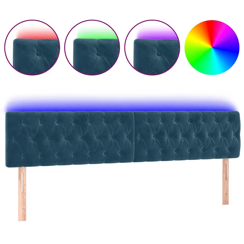 Testiera a LED Blu Scuro 180x7x78/88 cm in Velluto 3122012