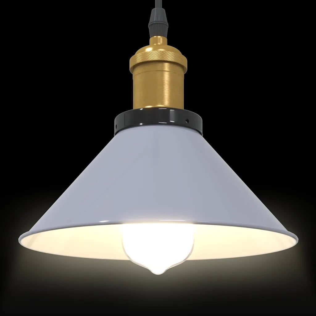 Lampada Sospensione Regolabile E27 Grigio Lucido ?22 cm Metallo CFW2200908