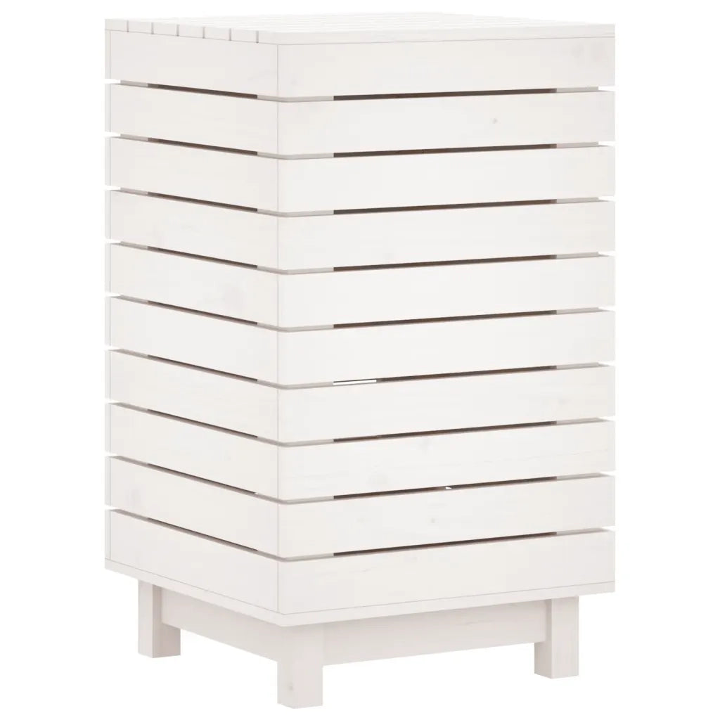 Cesto per Bucato Bianco 44x44x76 cm Legno Massello Pino