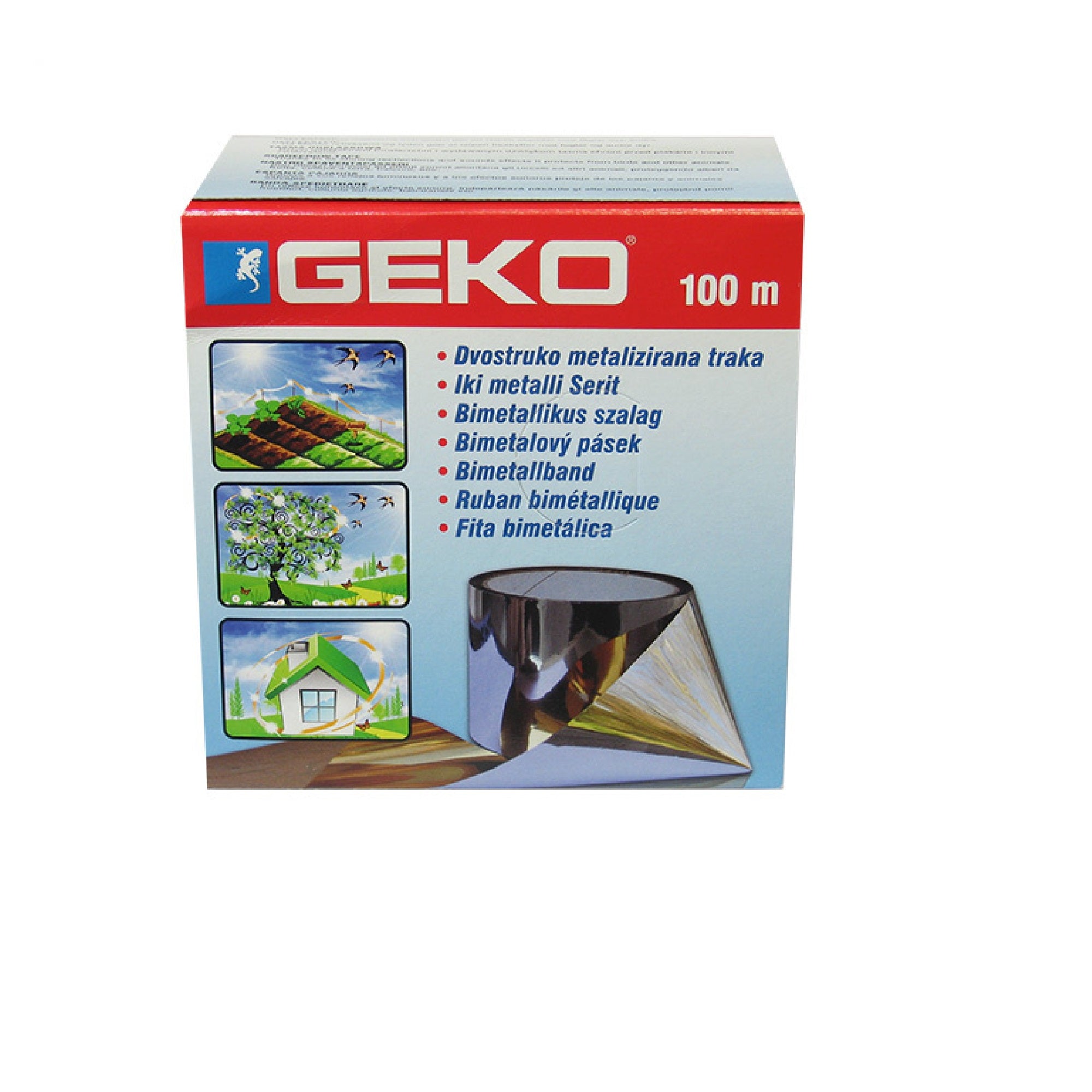 Nastro spaventapasseri bimetallico GEKO 100 m riflessi effetti sonori allontana uccelli e animali