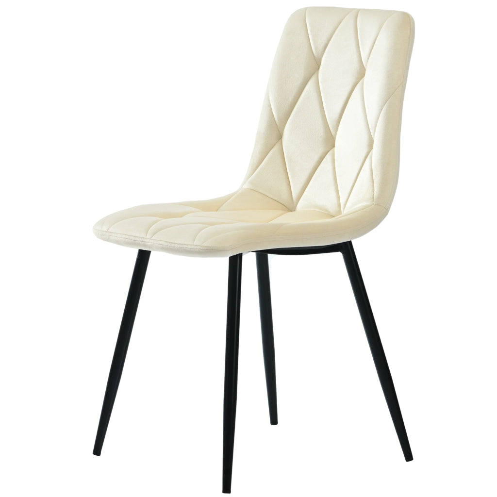 Sedie da Pranzo Set 4 Pezzi Imbottite ¨C Xylo ¨C Velluto Beige, Gambe in Metallo