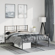 Giroletto con Testiera e Pediera-Struttura Letto Metallo Nero 135x190 cm 116932
