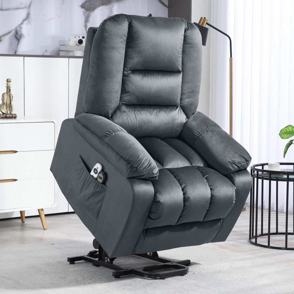 POLTRONA ELETTRICA RECLINABILE CON MASSAGGIO E CALORE 85x94x107 cm GRIGIA