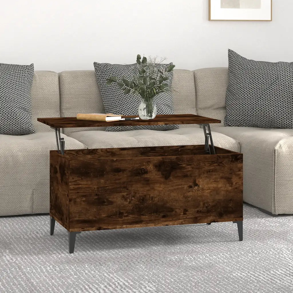 Tavolino da Salotto-Tavolino da soggiorno-Tavolo Rovere Fumo 90x44,5x45 cm Legno Multistrato 500791