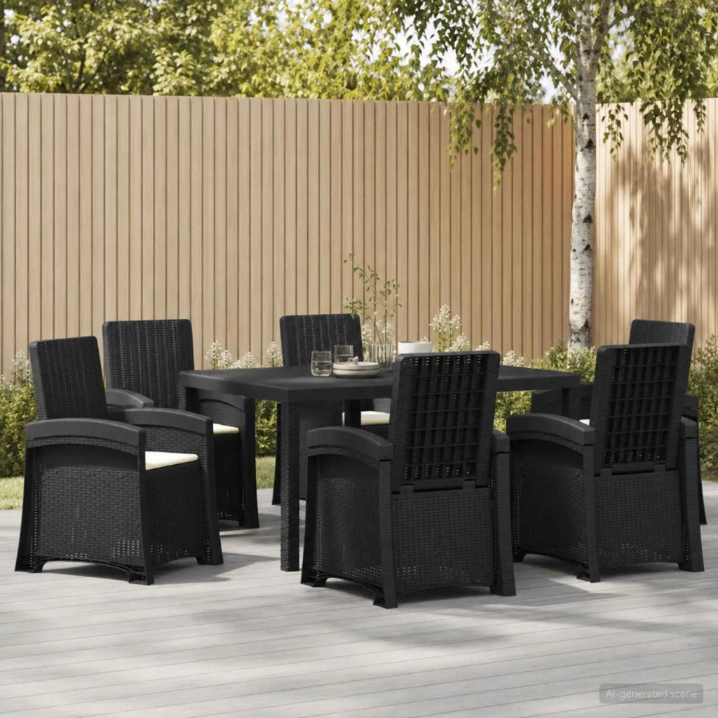 Set da Pranzo per Giardino 7 pz Antracite e Crema PP 3430135