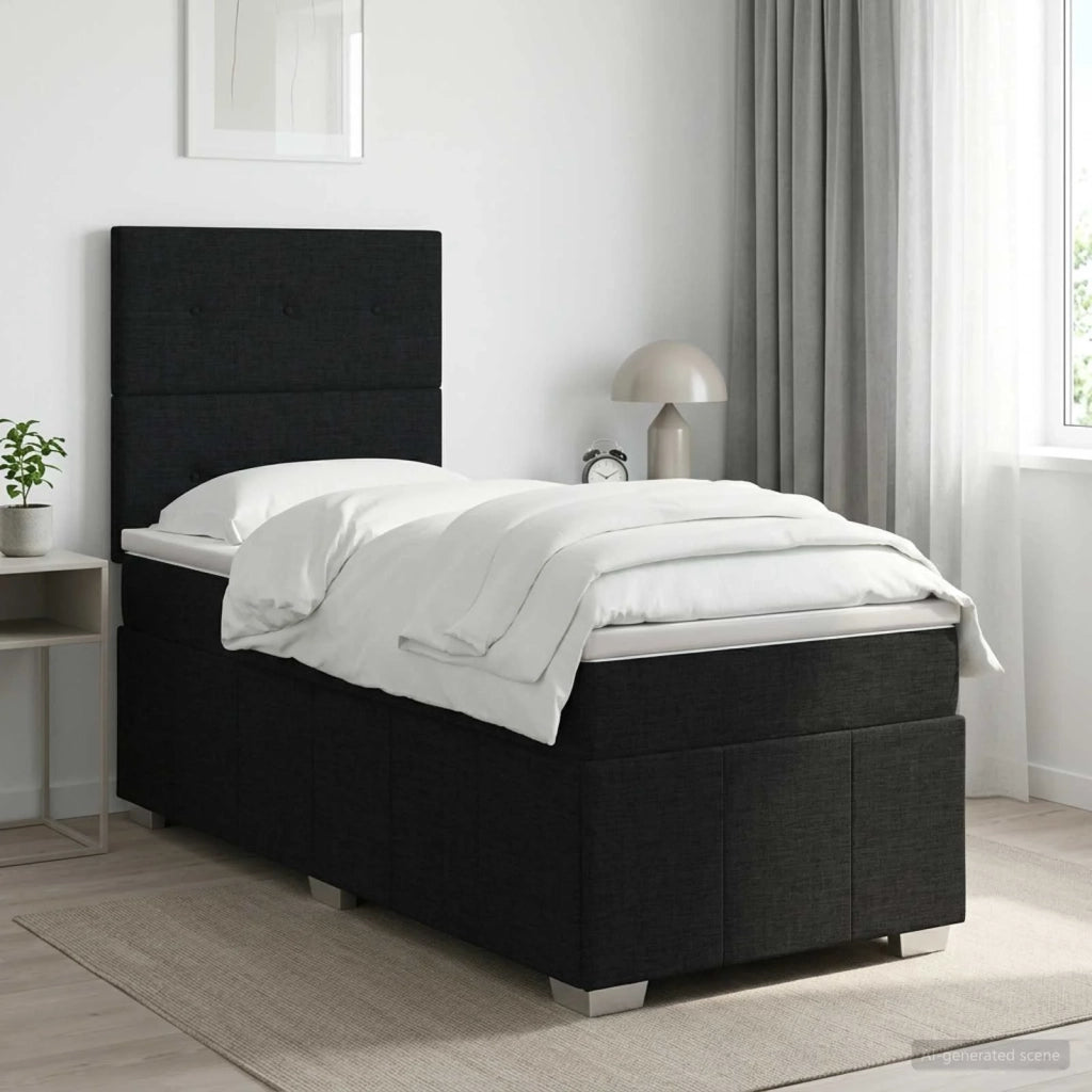 Letto box spring con materasso Nero 100 x 200 cm Tessuto 3454073