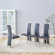Sedie da Pranzo Set 4 Pezzi ¨C MINIMAL ¨C Nero Ecopelle Struttura Metallo Argento 109 cm