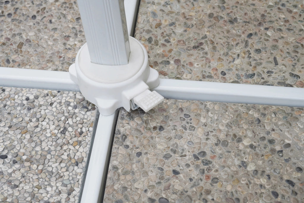 Ombrellone California 3X3 palo basculante bianco con maniglia Greenwood