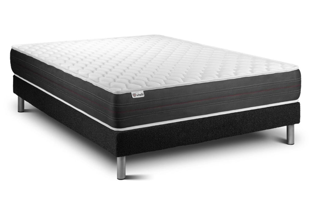 Letto con materasso VITAL SPRING 150 x 190 cm Rete Kit Nero