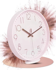 Orologio da Parete Rosa - Da Appendere o Da Posizionare - 30 cm - Silenzioso - Stile Classico E Moderno - Senza Suoni Ticking - Per Salotto, Ufficio, Etc.