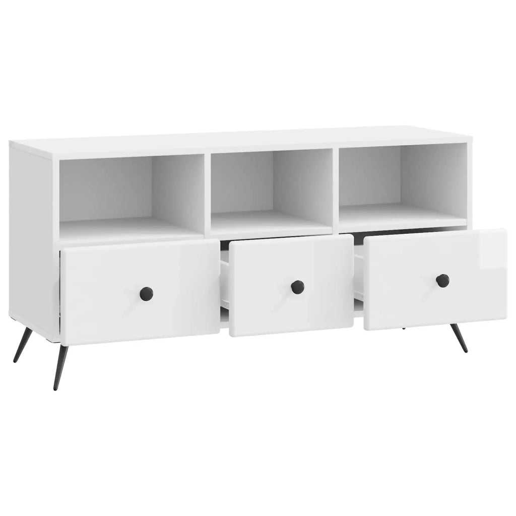 Mobile TV Bianco Lucido 102 x 34,5 x 50 cm Legno ingegnerizzato 895599