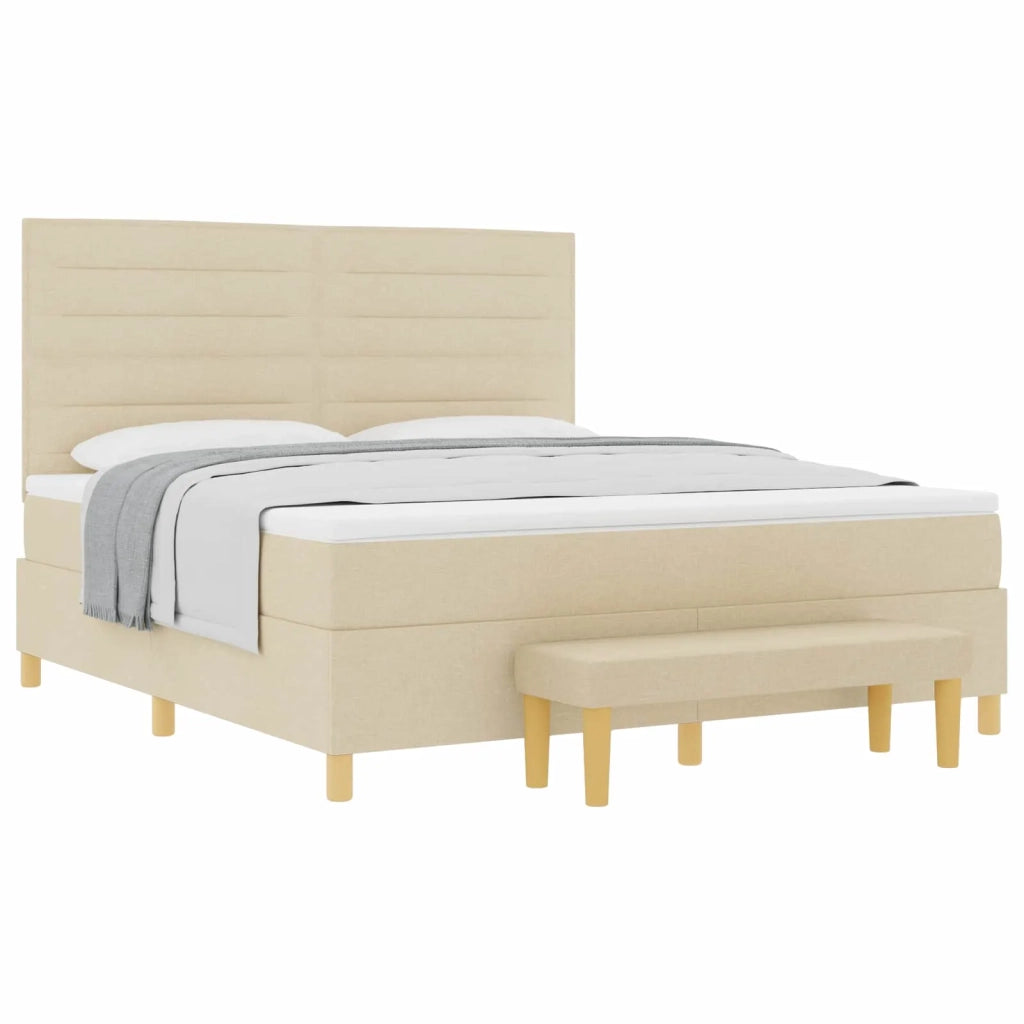 Letto a molle con testiera Crema 200 x 180 cm Tessuto 3344245