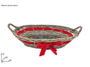 Cesta Regalo Decorativa Grigia con Fiocco Rosso 49 x 40 cm