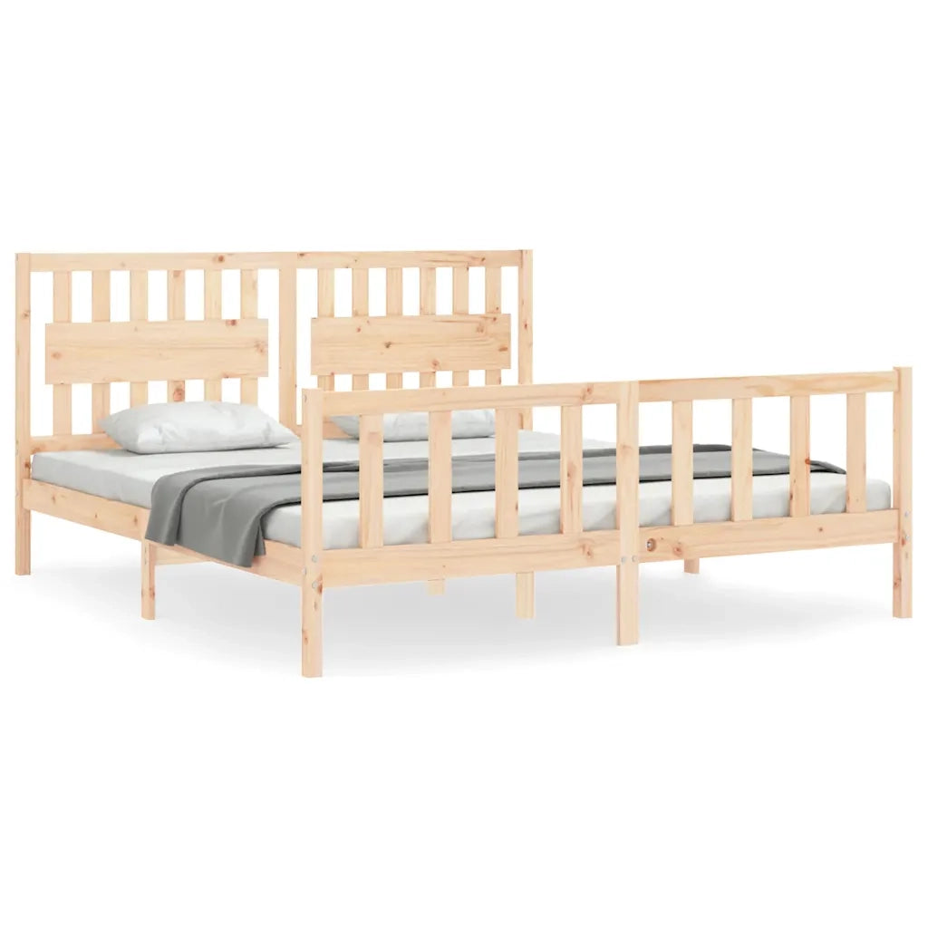 Giroletto con Testiera Super King Size-Struttura Letto in Legno Massello 569648