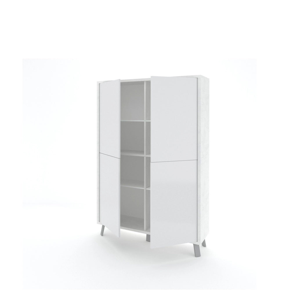 Credenza alta VELBRUK bianco pietra/bianco lucido
