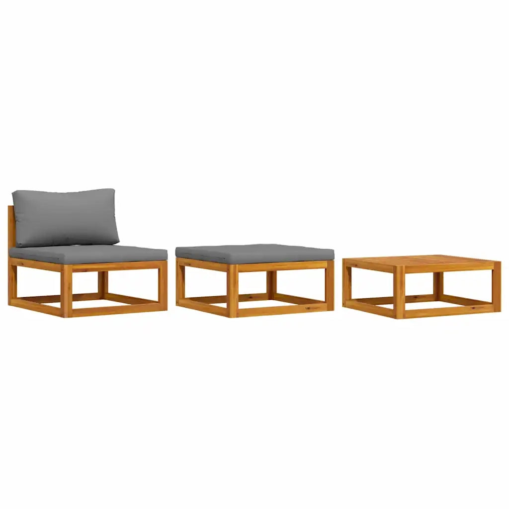 Salotto da Giardino-Set Divani da Giardino 3 pz con Cuscini in Massello di Acacia 831902