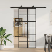 Porta Scorrevole con Ferramenta Nera 90x205 cm in Vetro ESG 3375791