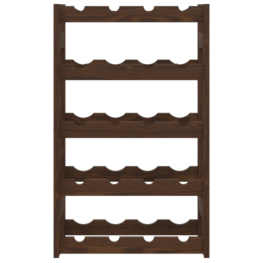 Portabottiglie per 20 Bottiglie Marrone Legno Massello di Pino 373390