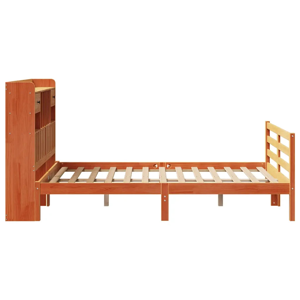 Letto Libreria senza Materasso Marrone Cera 135x190 cm in Pino 3321951