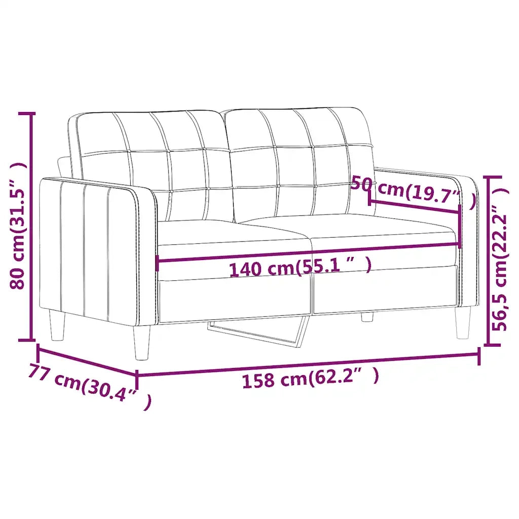 Divano | Divano da soggiorno | Sofa a 2 Posti Rosso Vino 140 cm in Tessuto