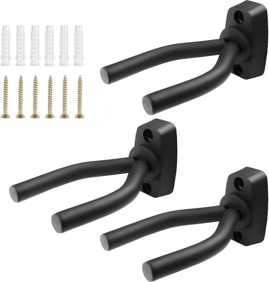 Supporti Chitarra - Set di 3 Pezzi - Nero - Per Chitarra Acustica Chitarra Classica Chitarra Elettrica Basso Ukulele Supporto Muro