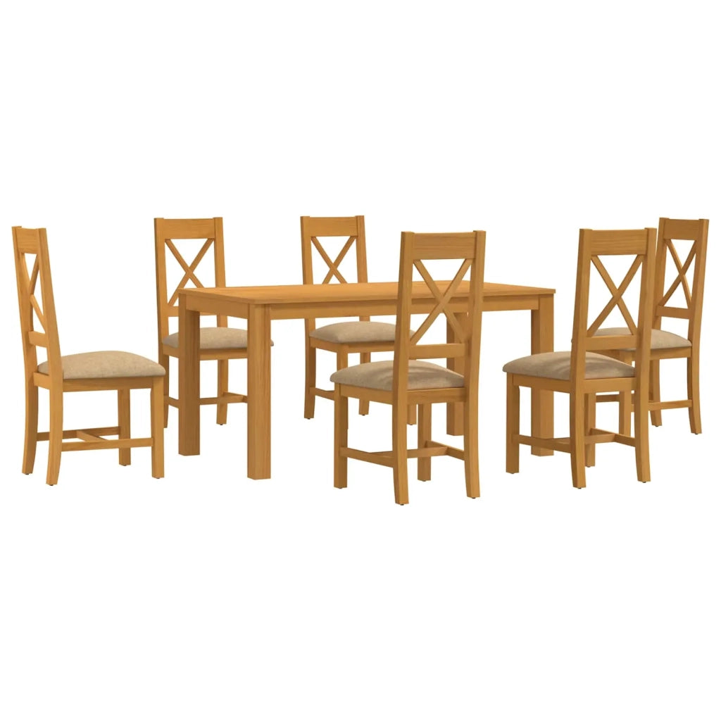 Set da pranzo 7 pz Beige Legno di Quercia Massello 3430381